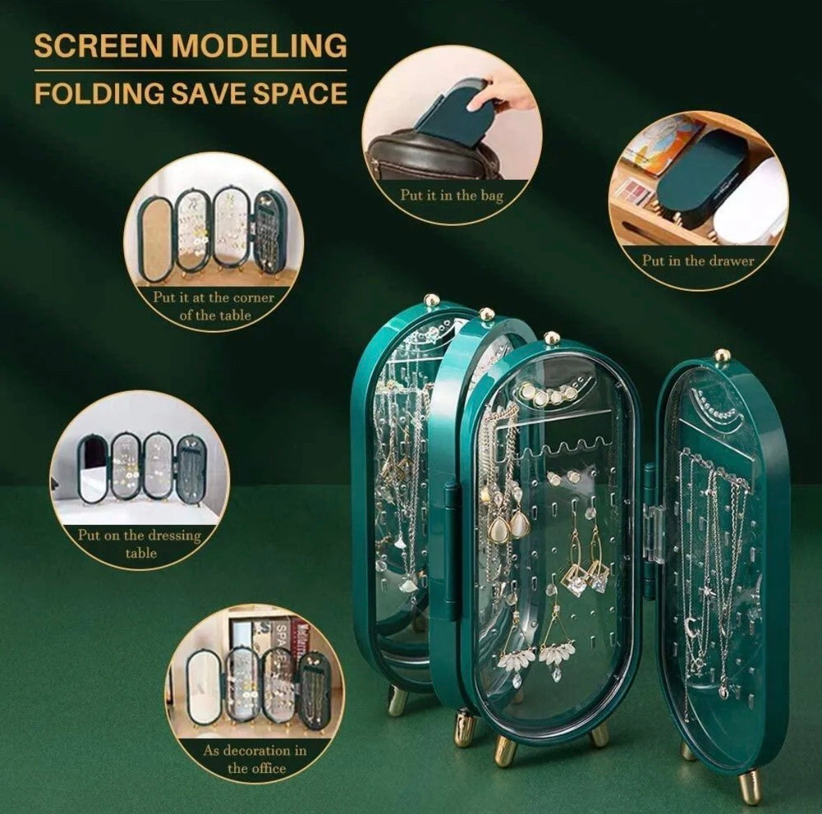 Viral All in One Foldable Jewellery Box with Mirror