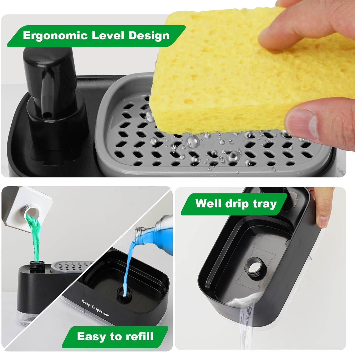 2-in-1 Kitchen Soap Dispenser & Sponge Holder