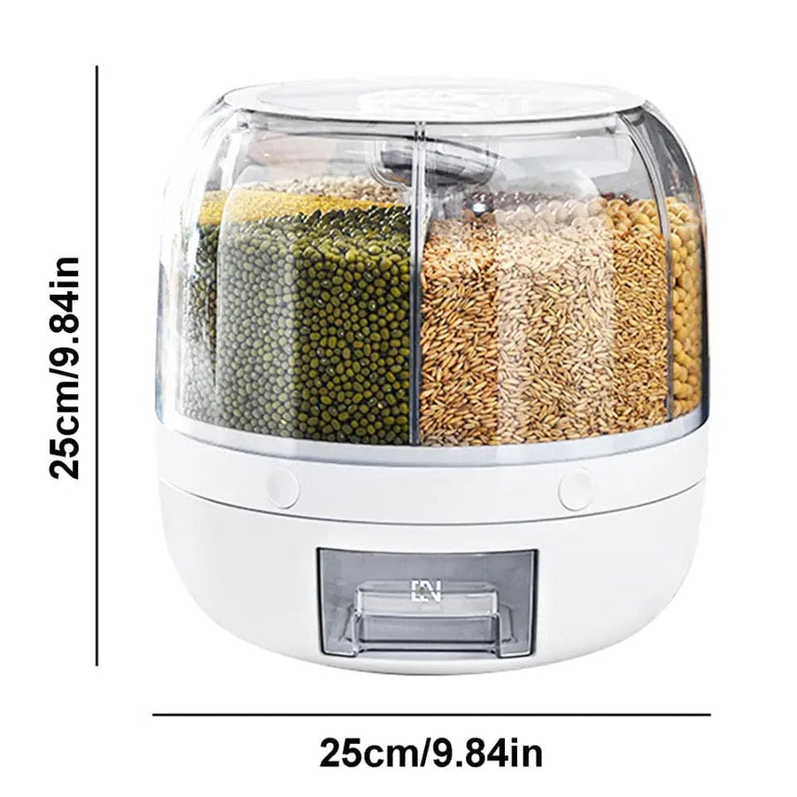 High Quality 360 Rotating Dispenser For Kitchen Rice Dispenser Dry Food Dispenser 6 Grid Grain Storage Container Grain Food Storage Box