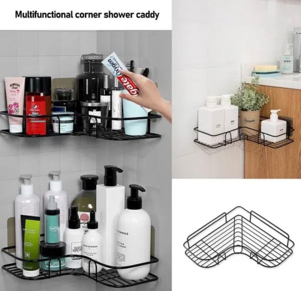 Metal Bathroom Corner Rack Storage Shelves -1 PC Black