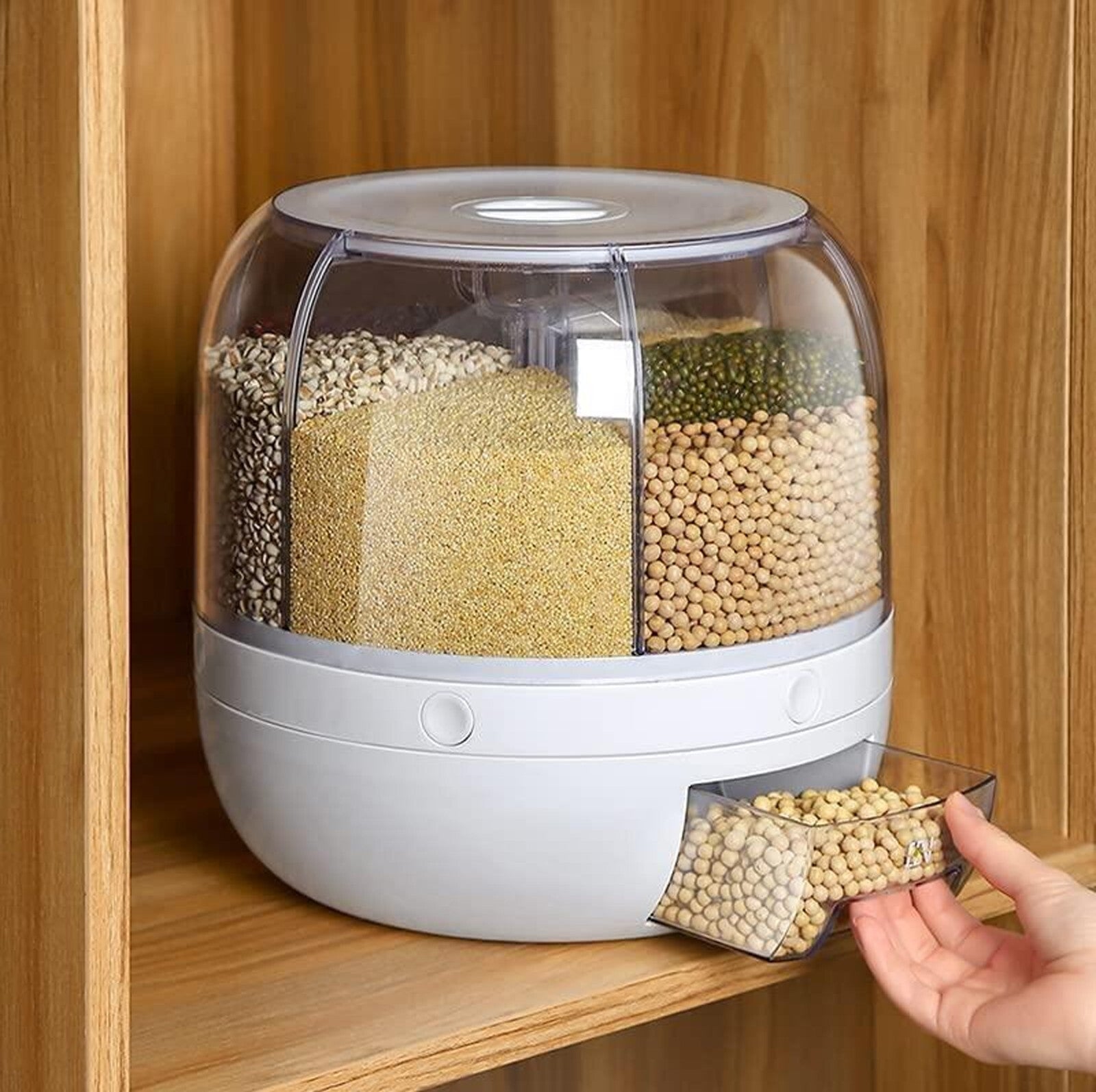 High Quality 360 Rotating Dispenser For Kitchen Rice Dispenser Dry Food Dispenser 6 Grid Grain Storage Container Grain Food Storage Box