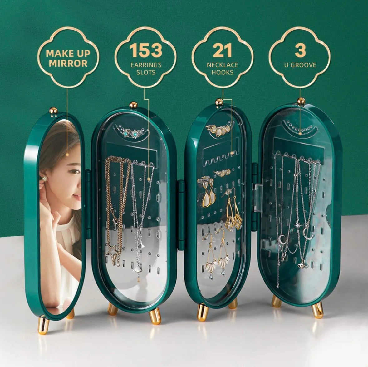 Viral All in One Foldable Jewellery Box with Mirror