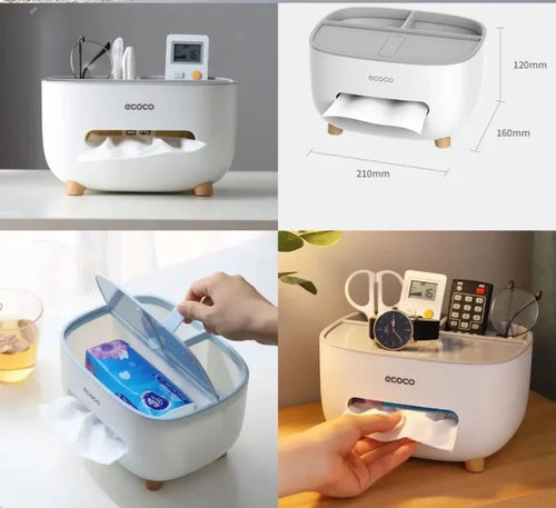Ecoco Tissue Box, Multifunctional Box, Pen Holder, Remote Control Holder, Tissue Holder, Storage Box, Cosmetic Tissue Box