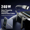 240W 2-in-1 Fast Charging Type-C Data Cable with Built-in Phone Stand-1.5m length