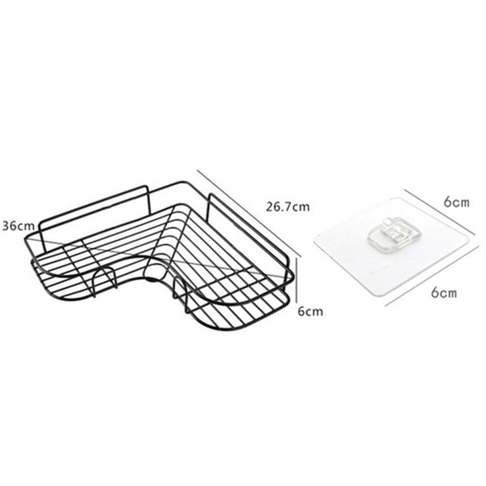 Metal Bathroom Corner Rack Storage Shelves -1 PC Black