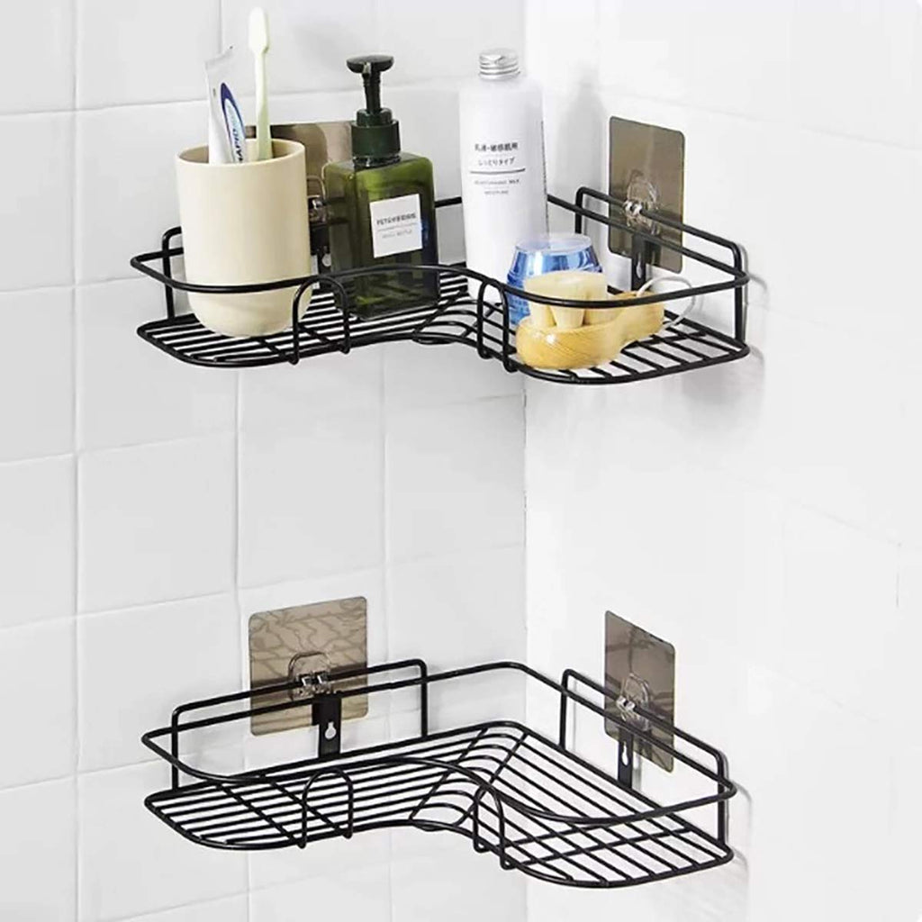 Metal Bathroom Corner Rack Storage Shelves -1 PC Black