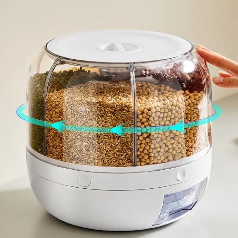 High Quality 360 Rotating Dispenser For Kitchen Rice Dispenser Dry Food Dispenser 6 Grid Grain Storage Container Grain Food Storage Box